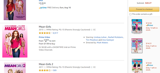 Amazon Cart Page